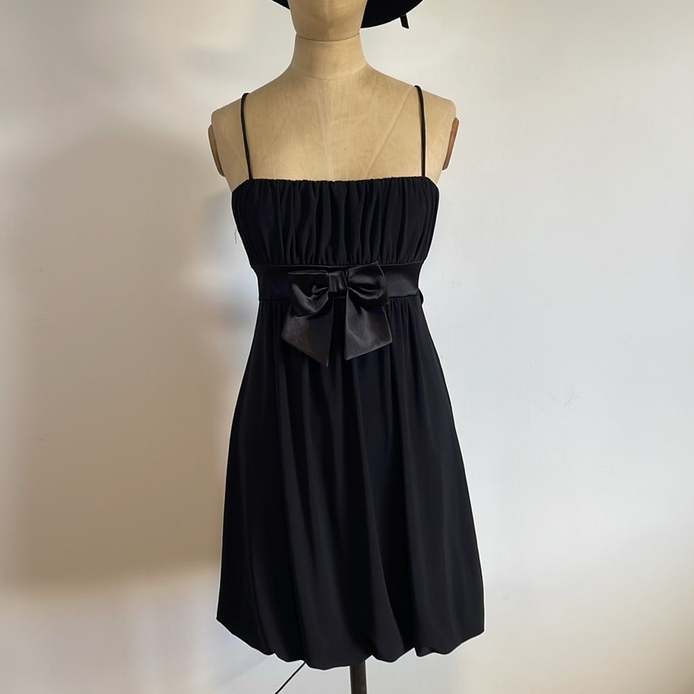 Y2K Taboo Babydoll Satin Bow Dress Large Black 
 Tank Mini 00s Goth LBD